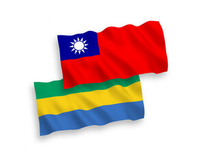 Flags of Gabon and Taiwan on a white background