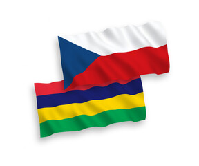 Flags of Czech Republic and Mauritius on a white background