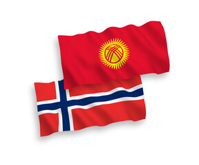 Flags of Norway and Kyrgyzstan on a white background