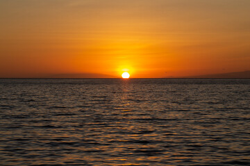 Sunset beach Galapagos pacific island