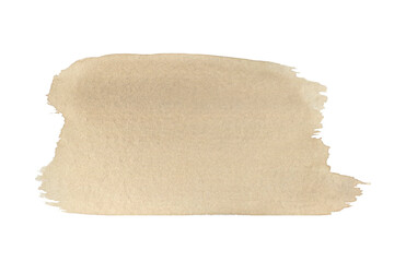 Watercolor brushstroke isolated on a white gold background hand painted