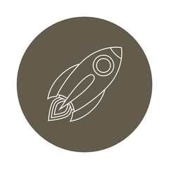 A simple icon of a rocket flying in space in a retro style. Vector 