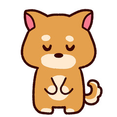 お辞儀をするかわいい柴犬