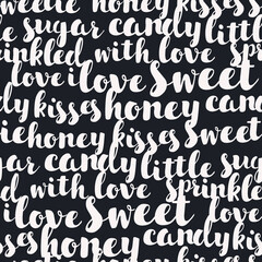 Seamless pattern with international greetings words. Ink illustration. Hand drawn words hello, bonjour, aloha, ola, buon giorno, chao, hi. Handwritten lettering. © iracosma