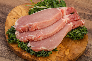Raw pork steak for cooking