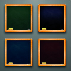 Set of school chalk boards. Vector illustration