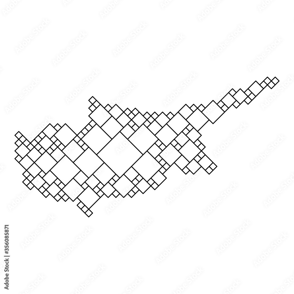 Poster cyprus map from black pattern from a grid of squares of different sizes . vector illustration.