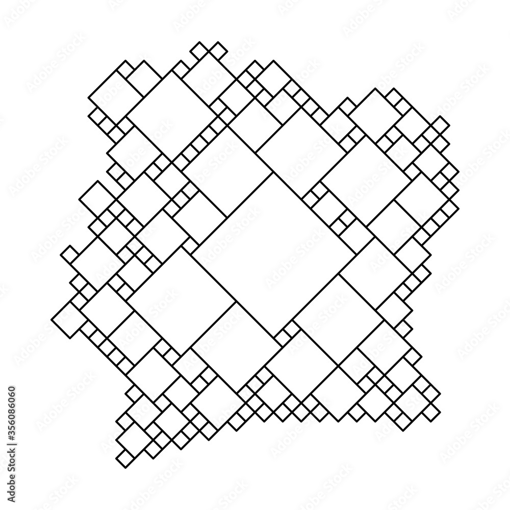Poster ivory coast map from black pattern from a grid of squares of different sizes . vector illustration.