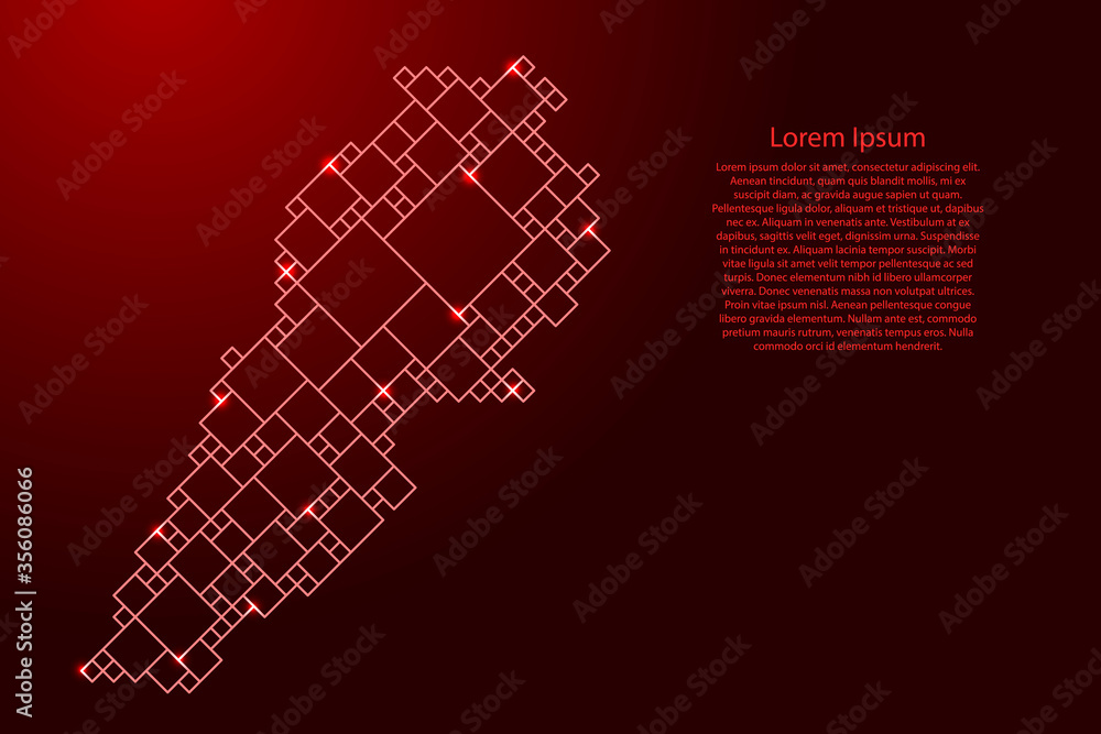 Poster lebanon map from red pattern from a grid of squares of different sizes . vector illustration.