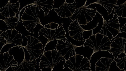 Luxury gold Ginkgo background design vector.