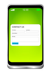 Smartphone with Contact us form - 3D illustration