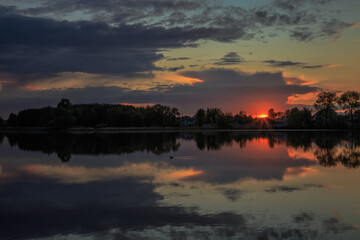 Fototapeta premium Golden sunset in Ukraine. Kiev region. 27.05.2020