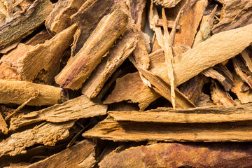 close up of cinnamon sticks cortex macro