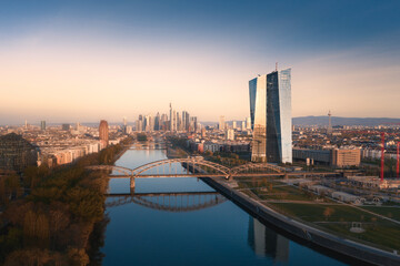 European Central Bank ECB in front of finance city Frankfurt