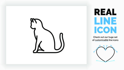 Editable line icon of a cat