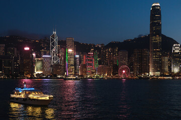 Night Hong Kong view from the Victoria Harbour