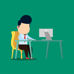 Businessman works in front of his desk