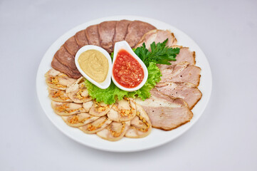 meat plate with mustard and horseradish whate