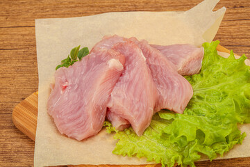 Raw turkey breast steak for cooking