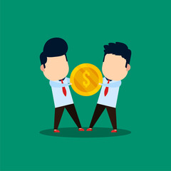 two businessmen fighting over coins