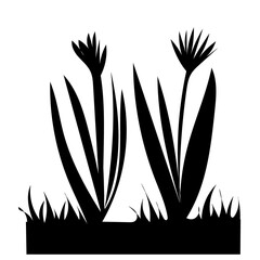 black silhouette of grass, plants
