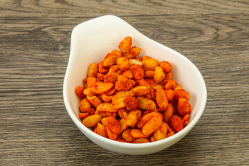 Chili peanut snack in the bowl