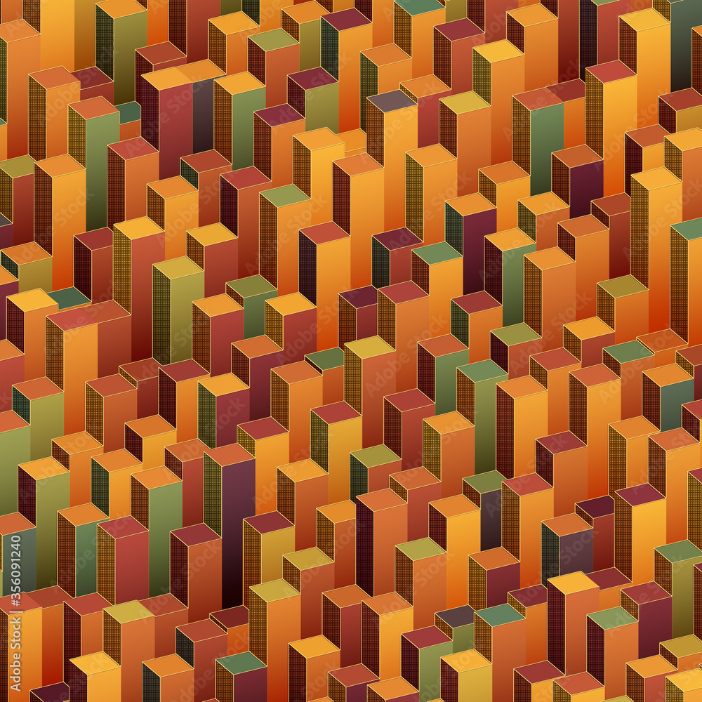 Aufkleber modern colored cubes pattern 3d rendering digital illustration. abstract art