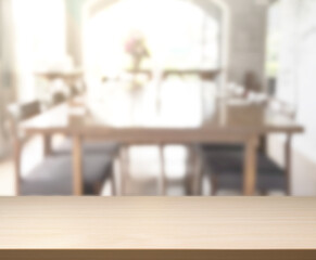 Table Top And Blur Dining Room The  Background