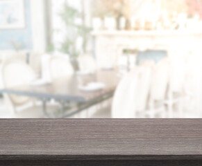Table Top And Blur Dining Room Of   Background