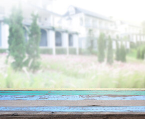 Table Top And Blur Exterior Of Background