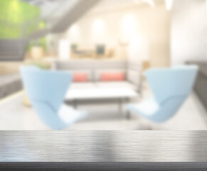 Table Top And Blur Living Room Of  Background