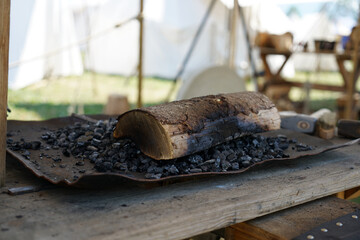 Charcoal from a blacksmith at work