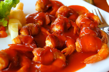 Close-up of served food in plate