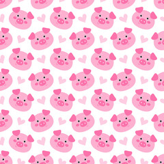 Fototapeta premium Seamless pattern with cute cartoon piglets