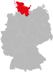 Schleswig-Holstein state isolated on Germany map. Business concepts and backgrounds.