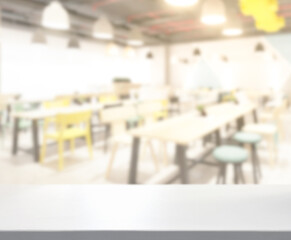 Table Top And Blur Restaurant For  Background