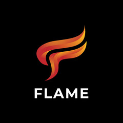 flame letter F logo vector with dark background