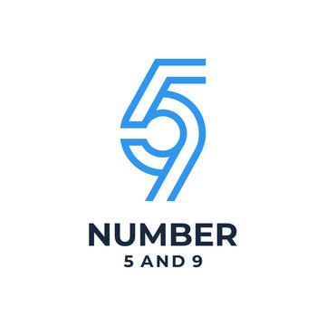 number 59 logo vector with modern clean line art 
