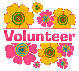 Volunteer Pink Yellow Floral Top Bottom Text 