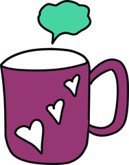 Single hand drawn cup of coffee, chocolate, cocoa. Doodle vector illustration.