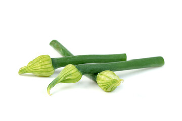 Scallion Flower or Allium cepa or Onion Flower Stem isolated on white background