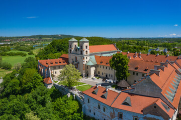 Tyniec Abbey in Kracow. Aerial view of benedictine abbey. Cracow, Poland.