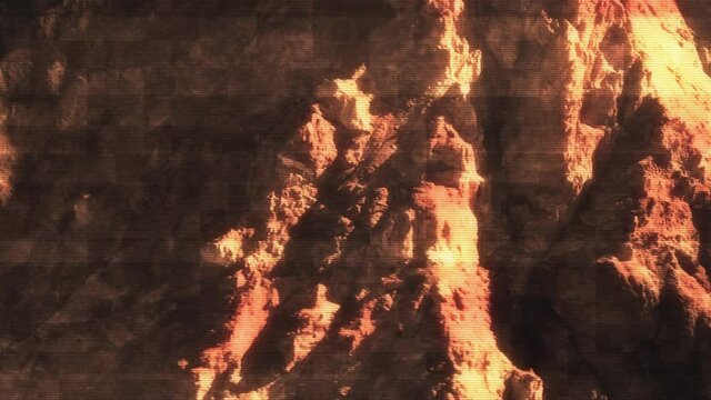 A virtual hologram of the surface of Mars, emulating the surface of its mountains. 