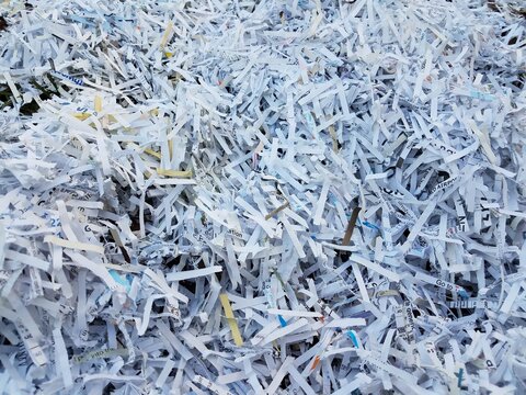 Pile Or Mound Of White Shredded Paper Scraps