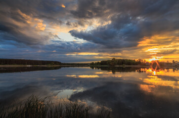 Sunset in Ukraine. Kiev region. 31. 05. 2020