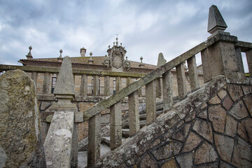 Staircase of the Montesacro Palace in Cambados, Rias Bajas, Pontevedra, Galicia, Spain, Europe.