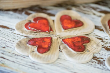 DIY concept. Ceramic handmade decorative glazed gift..