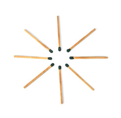 Wooden match close-up isolated on white background