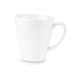 White ceramic mug, blank, isolated on a white background