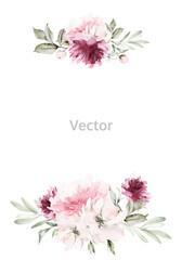Watercolor greeting card flowers.